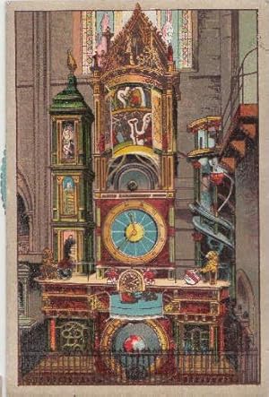 Die astronomische Münsteruhr. Postkarte in Farblithographie mit drehbarem Rad. Ungelaufen.