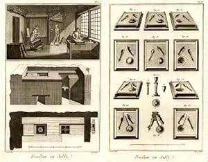 Fondeur on Sable. 2 Kupferstiche aus Diderot und d`Alembert - Encyclopédie.