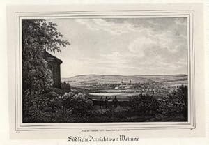 Gesamtansicht von Süden (südliche Ansicht von Weimar). Kreidelithographie von C.W.Arldt nach C.F....