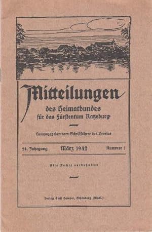 Image du vendeur pour des Heimatbundes fr das Frstentum Ratzeburg. 24.Jahrgang, Nr.1. mis en vente par Antiquariat Heinz Tessin