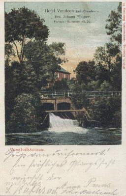 Hotel Vossloch bei Elmshorn, Bes. Johann Wolzow. Farbige Ansichtskarte.