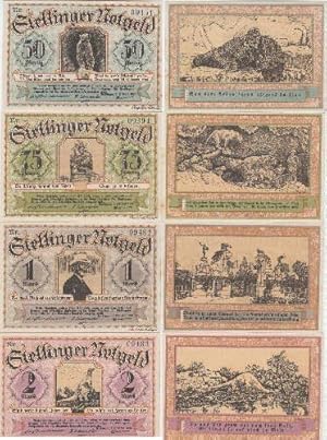 Stellinger Notgeld. 4 Scheine über 50 und 75 Pfennig, 1 und 2 Mark.