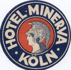 Seller image for Hotel Minerva. Kln. In zwei Farben gedruckt. Rckseite mit Gummierung. Unbenutzt. for sale by Antiquariat Heinz Tessin
