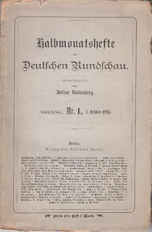 Seller image for Halbmonatshefte der Deutschen Rundschau. Jahrgang 1883/1884, Nr. 1 und 2 in zwei Heften. for sale by Antiquariat Heinz Tessin