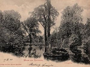 Schlossgarten. Ansichtskarte in Lichtdruck. Abgestempelt Karlsruhe 17.12.1898.