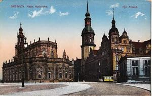 Bild des Verkufers fr Kath. Hofkirche - Kgl. Schlo. Ansichtskarte in farbigem Lichtdruck. Ungelaufen. zum Verkauf von Antiquariat Heinz Tessin