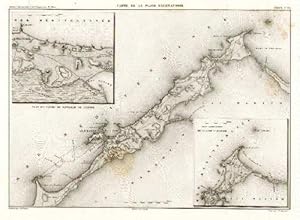 Carte de la Plage d`Alexandrie. Stahlstichkarte von A.H.Dyonnet nach A.H.Dufour mit zwei Nebenkar...