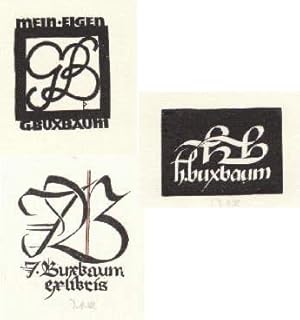 Bild des Verkufers fr 3 Exlibris fr J.Buxbaum, H.Buxbaum und G.Buxbaum. Holzschnitte, einer signiert. zum Verkauf von Antiquariat Heinz Tessin