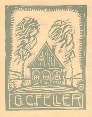 Imagen del vendedor de Exlibris fr G.C.Feller. Holzschnitt von Fritz Teichert. a la venta por Antiquariat Heinz Tessin