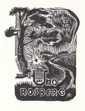 Exlibris für Uno Rossberg. Holzschnitt von Jan Kuusk.