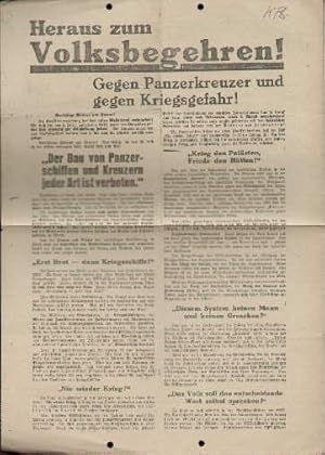 Bild des Verkufers fr Heraus zum Volksbegehren ! Gegen Panzerkreuzer und gegen Kriegsgefahr !. zum Verkauf von Antiquariat Heinz Tessin