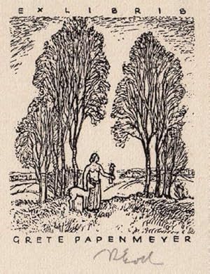 Seller image for Exlibris fr Grete Papenmeyer. Original-Lithographie von Rudolf Koch, unten mit Bleistift signiert. for sale by Antiquariat Heinz Tessin
