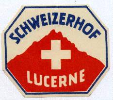 Bild des Verkufers fr Schweizerhof Lucerne. In zwei Farben gedruckt, Rckseite mit Gummierung. zum Verkauf von Antiquariat Heinz Tessin