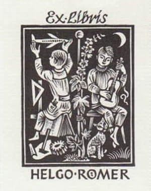 Bild des Verkufers fr Exlibris Helgo Rmer. Holzschnitt von Ellen Beck. zum Verkauf von Antiquariat Heinz Tessin