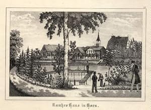 Horn - Rauhes Haus. Marien-Magdalenen-Kloster. Federlithographie bei Deppermann und Ruschke.