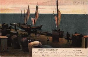 Bild des Verkufers fr Am Strande. Ansichtskarte in farbigem Lichtdruck. Abgestempelt Ahlbeck, 24.8.1917. zum Verkauf von Antiquariat Heinz Tessin