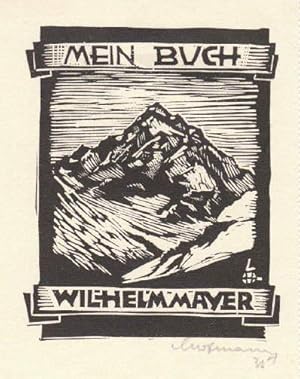 Bild des Verkufers fr Exlibris fr Wilhelm Mayer. Holzschnitt von Leopold Hofmann, unten rechts mit Bleistift signiert. zum Verkauf von Antiquariat Heinz Tessin