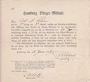 für M.A.Cohen von der 7. Compagnie des 3. Bataillons sich am 17. Januar 1866 im Auditoriate des B...