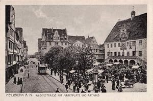 Bild des Verkufers fr Kaiserstrasse mit Marktplatz und Rathaus. Ansichtskarte in Lichtdruck. Ungelaufen. zum Verkauf von Antiquariat Heinz Tessin