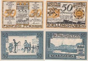Stadtgeld der Stadt Kellinghusen. 2 Gutscheine über 50 Pfennig.