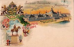 Sächsisch-Thüringische Industrie- und Gewerbe-Ausstellung 1897. Zwei Ansichten (Haupthalle für In...