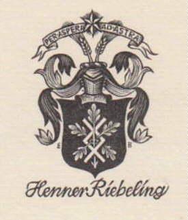 Bild des Verkufers fr Exlibris fr Henner Riebeling. Holzschnitt von Ellen Beck. zum Verkauf von Antiquariat Heinz Tessin