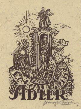 Bild des Verkufers fr Exlibris fr Leta und Franz Adler. Holzschnitt von Franz Kaiser, mit Bleistift signiert. zum Verkauf von Antiquariat Heinz Tessin