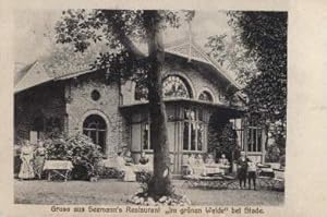 Bild des Verkufers fr Gruss aus Seemann`s Restaurant  Im grnen Walde" bei Stade. Ansichtskarte in Lichtdruck. Abgestempelt Stade 04.08.1912 zum Verkauf von Antiquariat Heinz Tessin