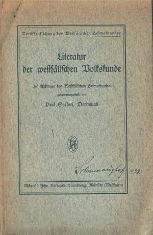 Seller image for Literatur der westflischen Volkskunde. Im Auftrag des Westflischen Heimatbundes zusammengestellt. for sale by Antiquariat Heinz Tessin