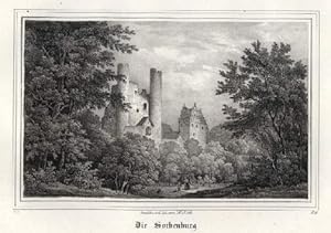 Die Sorbenburg. Kreidelithographie von C.W.Arldt aus Saxonia.