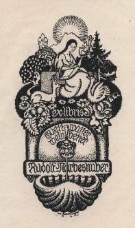 Exlibris für Rudolf Narbeshuber. Klischéedruck von Max Kislinger.