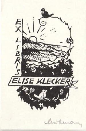 Bild des Verkufers fr Exlibris fr Elise Klecker. Holzschnitt von Leopold Hofmann, unten rechts mit Bleistift signiert. zum Verkauf von Antiquariat Heinz Tessin