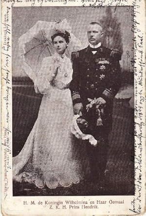 H.M.de Koningin Wilhelmina en Haar Gemaal Z.K.H.Prins Hendrik. Postkarte in Lichtdruck. Abgestemp...