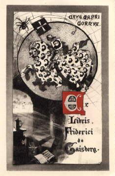 Seller image for Exlibris fr Friderici de Gaisberg (Friedrich von Gaisberg). Farbiger Klischedruck von Gustav Adolf Closs. for sale by Antiquariat Heinz Tessin