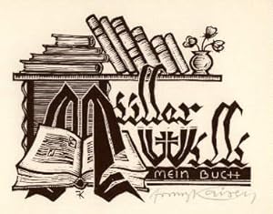 Seller image for Exlibris für Willi Müller. Holzschnitt von Franz Kaiser, unten rechts mit Bleistift signiert. for sale by Antiquariat Heinz Tessin