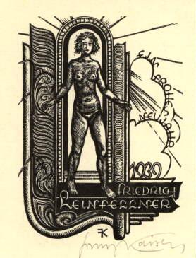 Seller image for Neujahrsgruß von Friedrich Leinfellner 1939. Holzschnitt von Franz Kaiser, rechts unten mit Bleistift signiert. for sale by Antiquariat Heinz Tessin
