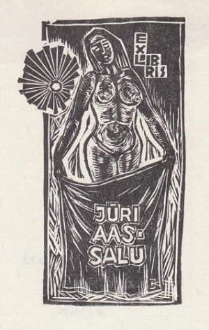 Exlibris für Juri Aas-Salu. Holzschnitt von Jan Kuusk.