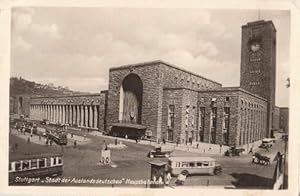 Bild des Verkufers fr Stadt der Auslandsdeutschen. Hauptbahnhof. Ansichtskarte in Lichtdruck. Abgestempelt Stuttgart 10.11.1942. zum Verkauf von Antiquariat Heinz Tessin