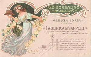 G.B.Borsalino fu Lazzaro & Co. Alessandria (Italia) Fabbrica di Cappelli. Postkarte in farbiger L...