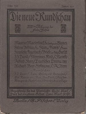 Bild des Verkufers fr Die neue Rundschau. Jahrgang 1907, Heft 1. Buchschmuck von E.R.Wei. zum Verkauf von Antiquariat Heinz Tessin