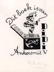 Seller image for Exlibris fr Pidi Ankersmit. Klischedruck von Geo Verbrugge, unten rechts mit Bleistift signiert. for sale by Antiquariat Heinz Tessin