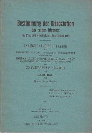 Bestimmung der Dissoziation des reinen Wassers von 0° bis 100° vermittelst der Säure-Alkali-Kette...