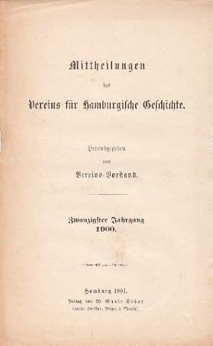 Bild des Verkufers fr des Vereins fr Hamburgische Geschichte. Im Auftrage des Vorstandes herausgegeben von Dr. Karl Koppmann. Zwanzigster Jahrgang. zum Verkauf von Antiquariat Heinz Tessin