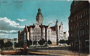 Neues Rathaus. Ansichtskarte in farbigem Lichtdruck. Abgestempelt Leipzig 21.09.1905.