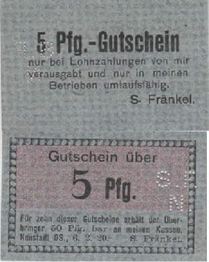 Bild des Verkufers fr S. Frnkel. Gutschein ber 5 Pfennig. zum Verkauf von Antiquariat Heinz Tessin