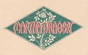 Exlibris für Martha Gragert. Klischéedruck mit weißem Hintergrund, monogrammiert W.