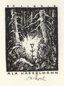 Seller image for Exlibris fr Ala Hasselmann. Original-Lithographie von Rudolf Koch, unten mit Bleistift signiert. for sale by Antiquariat Heinz Tessin