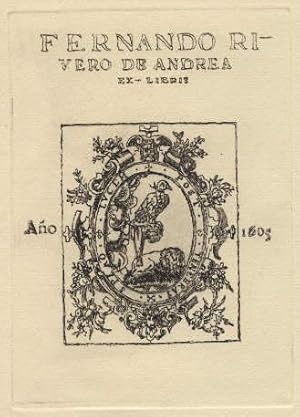 Imagen del vendedor de Exlibris fr Fernando Rivero de Andrea. Original-Radierung von Rogelio P.Vizcaino. a la venta por Antiquariat Heinz Tessin