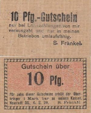 S. Fränkel. Gutschein über 10 Pfennig.