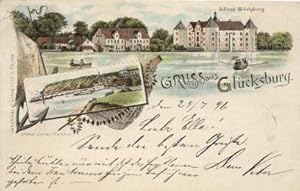 Seller image for Gru aus Glcksburg. Ansichtskarte mit zwei Ansichten in Farblithographie. for sale by Antiquariat Heinz Tessin